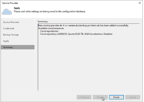 Screenshot: Summary