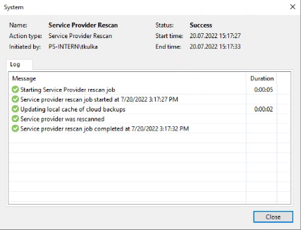 Screenshot: Backup Storage