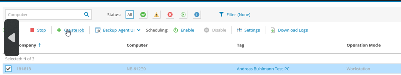 Screenshot: Create new backup job