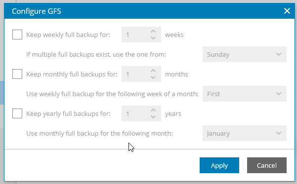Screenshot: Wizard window Configure GFS