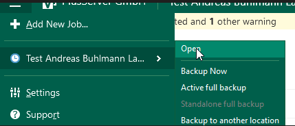 Screenshot: Mouse pointer on Open