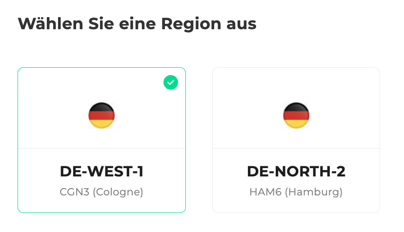 Auswahl der Region