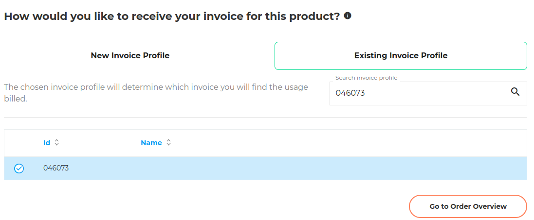 Select invoice profile