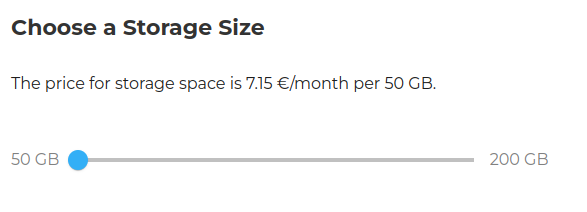 Select storage size